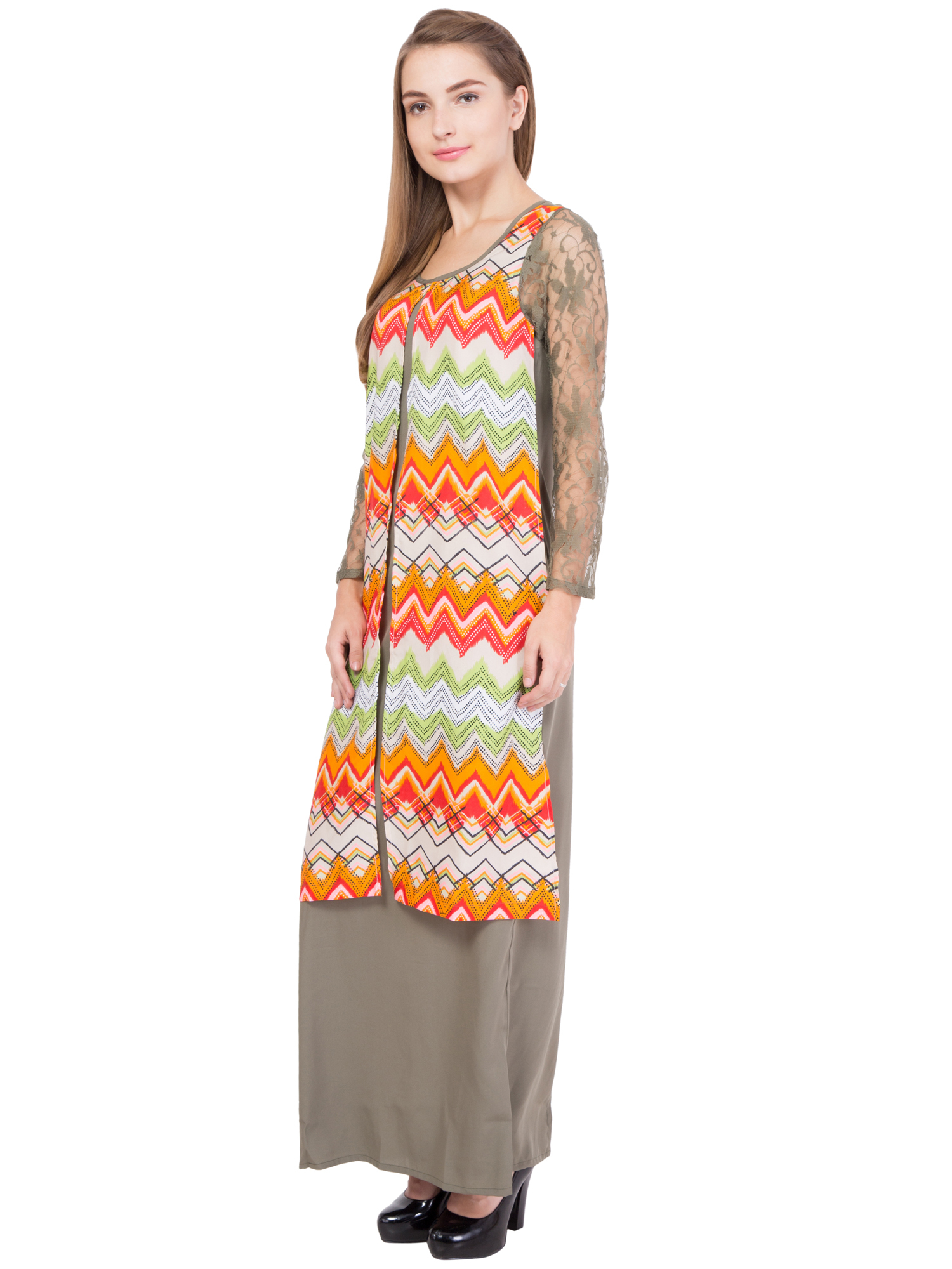 Partywear Gown - Printed Crepe