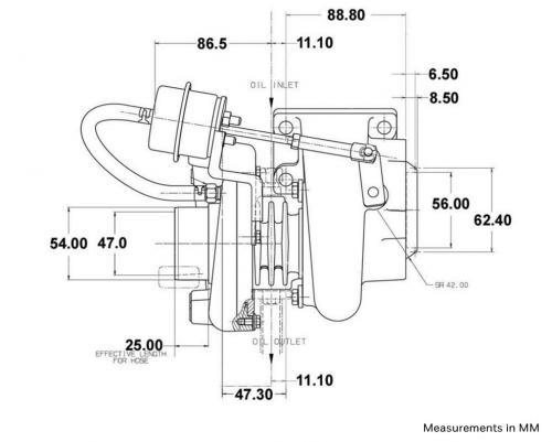Turbocharger - Aluminum, 10x10x10 Inches, 1.4l-2.0l Displacement | Journal Bearing, Oil Cooled, Internally Wastegated, Durable Design