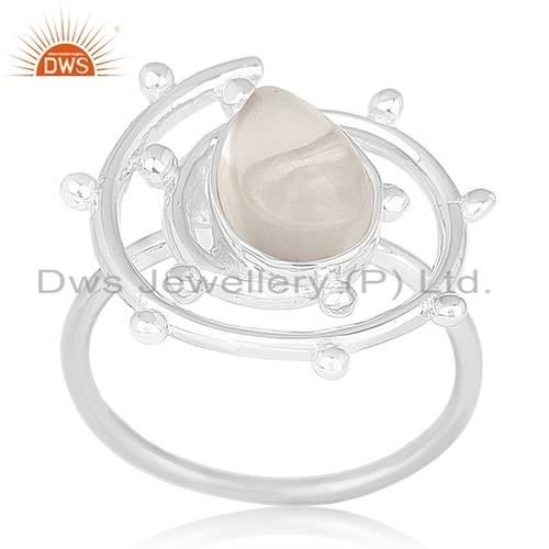 क्रिस्टल क्वार्ट्ज़ डिज़ाइनर स्टर्लिंग सिल्वर रिंग