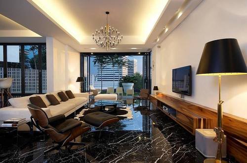 Black marble flooring