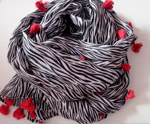 More Than One Zebra Print Scarf With Tassels