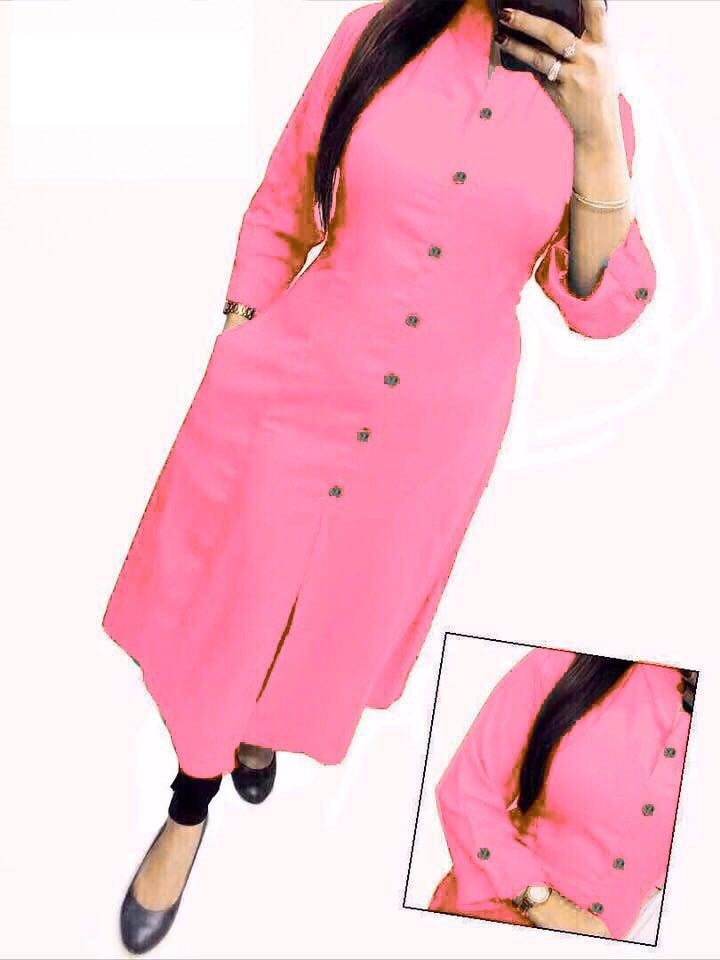 Kurtis Online - Cotton Fabric, Available In Sizes L & Xl, Red & Golden Color, Long Kurti Style, Dry Clean Only | All Season Wear