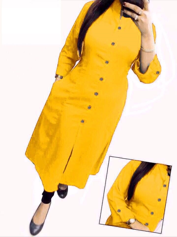 Kurtis Online - Cotton Fabric, Available In Sizes L & Xl, Red & Golden Color, Long Kurti Style, Dry Clean Only | All Season Wear