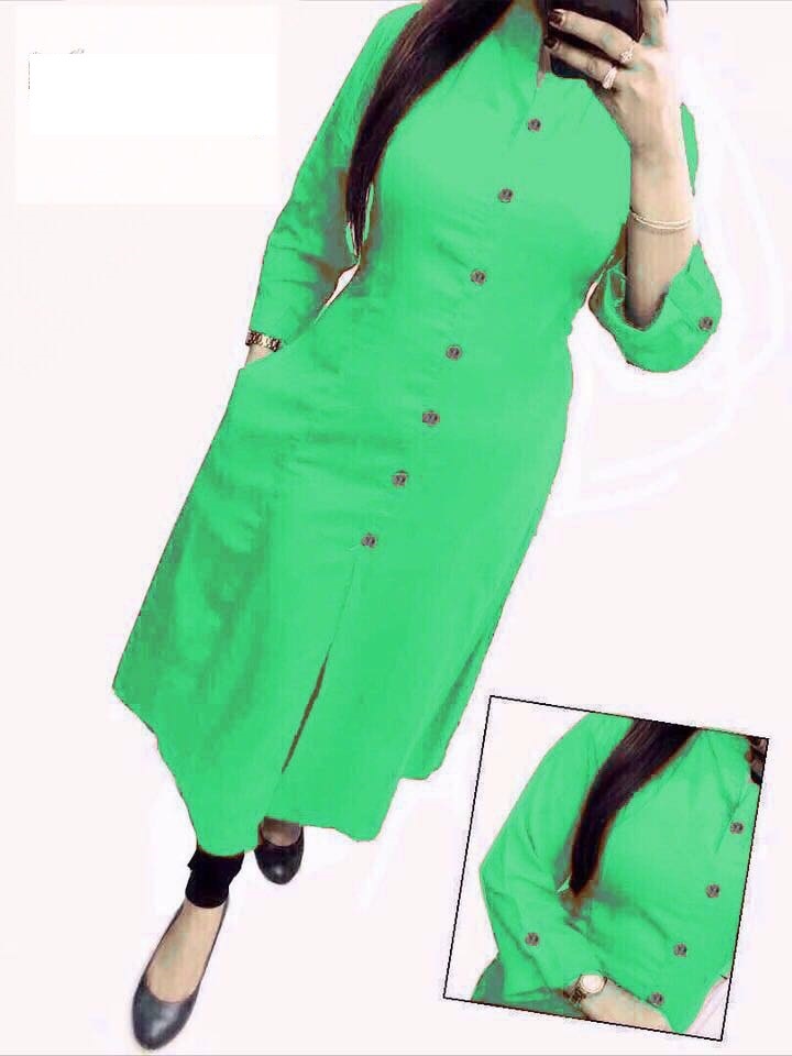 Kurtis Online - Cotton Fabric, Available In Sizes L & Xl, Red & Golden Color, Long Kurti Style, Dry Clean Only | All Season Wear