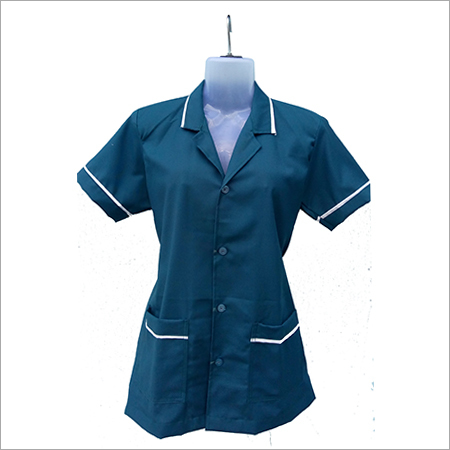 Blue Nurse Coat - Cotton Blend Fabric, Standard Size, Sky Blue Color | Durable Design for Hospital Uniforms, Easy to Clean and Maintain