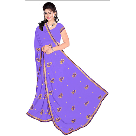 Light Violet Ladies Bollywood Georgette Saree