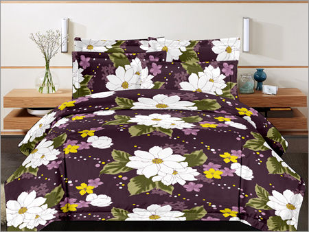 Multicolour Cotton Double Designer Print Bed Sheet