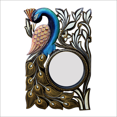 Peacock Shape Multi-Color Frame Designer Round Wall Mirror Application: Use For Home
