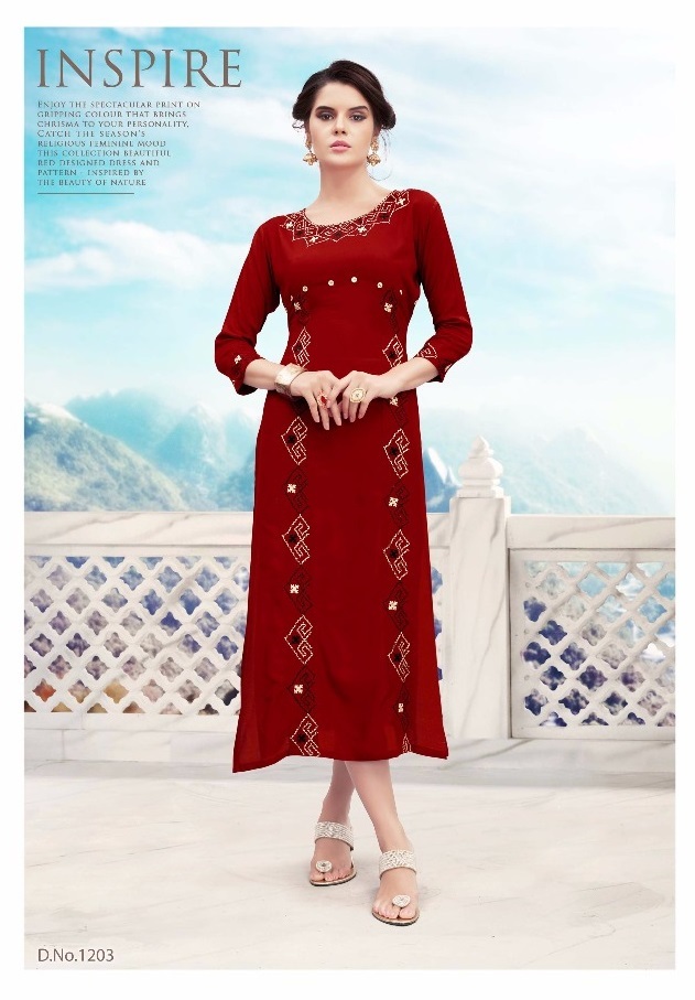 Designer Tunics - Rayon Fabric, A-line Readymade Kurtis In Sizes L, Xl, Xxl | Elegant Embroidery, Dry Clean Only