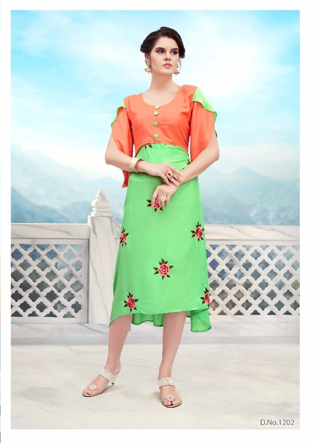 Designer Tunics - Rayon Fabric, A-line Readymade Kurtis In Sizes L, Xl, Xxl | Elegant Embroidery, Dry Clean Only