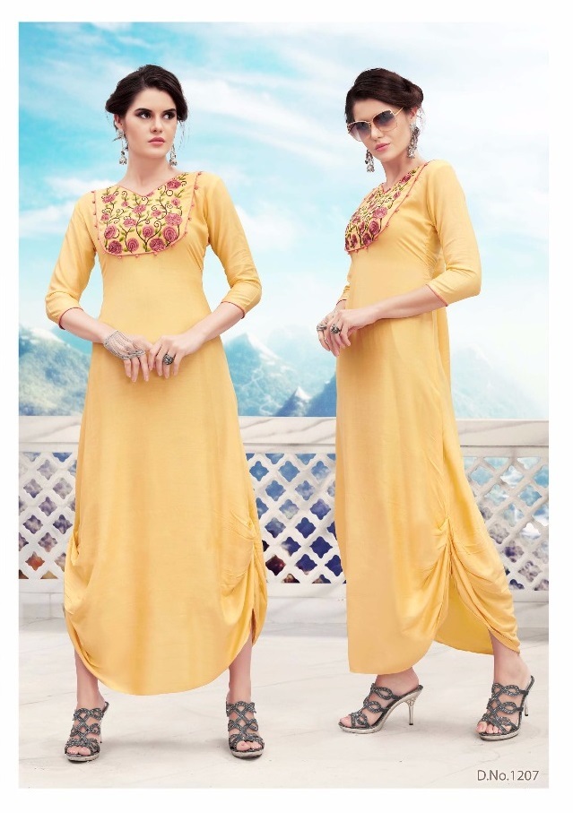 Designer Tunics - Rayon Fabric, A-line Readymade Kurtis In Sizes L, Xl, Xxl | Elegant Embroidery, Dry Clean Only
