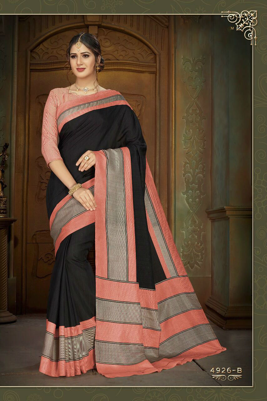 Designer Saree - Pure Cotton Silk Fabric, Unstitched Blouse, Customized Size Up To 42" | Printed Pattern, Elegant Latest Designs