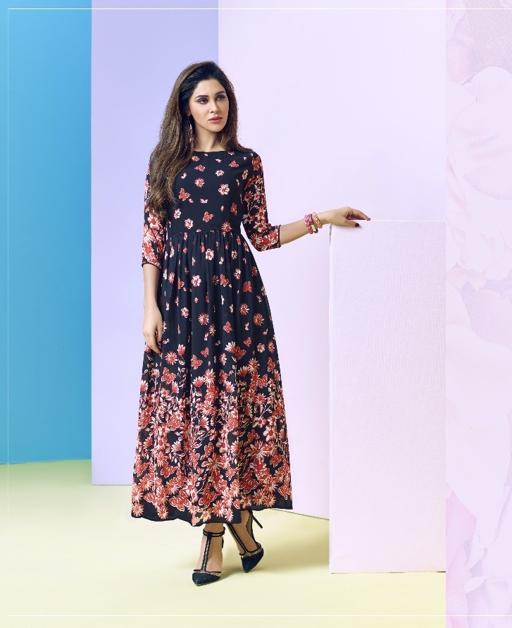 Anarkali Kurti - Japan Satin & Georgette Satin Fabric, Heavy Crepe Inner | Printed Style, Available In Sizes L, Xl, Xxl