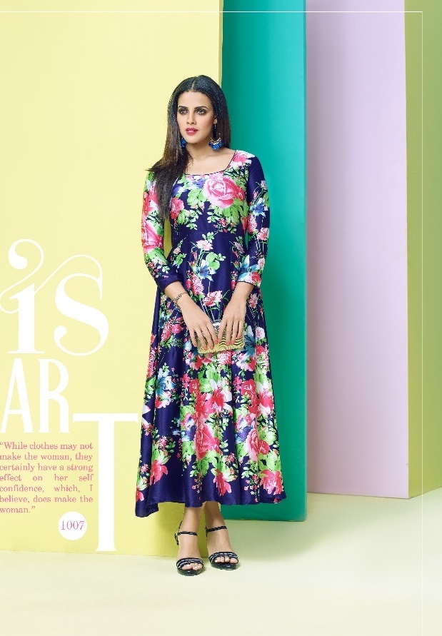 Anarkali Kurti - Japan Satin & Georgette Satin Fabric, Heavy Crepe Inner | Printed Style, Available In Sizes L, Xl, Xxl