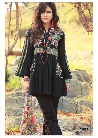 Pakistani Lawn Suits - Cotton Top, Semi Lawn Bottom, Chiffon Dupatta | Unstitched, Size Up To 42", Heavy Embroidery Work