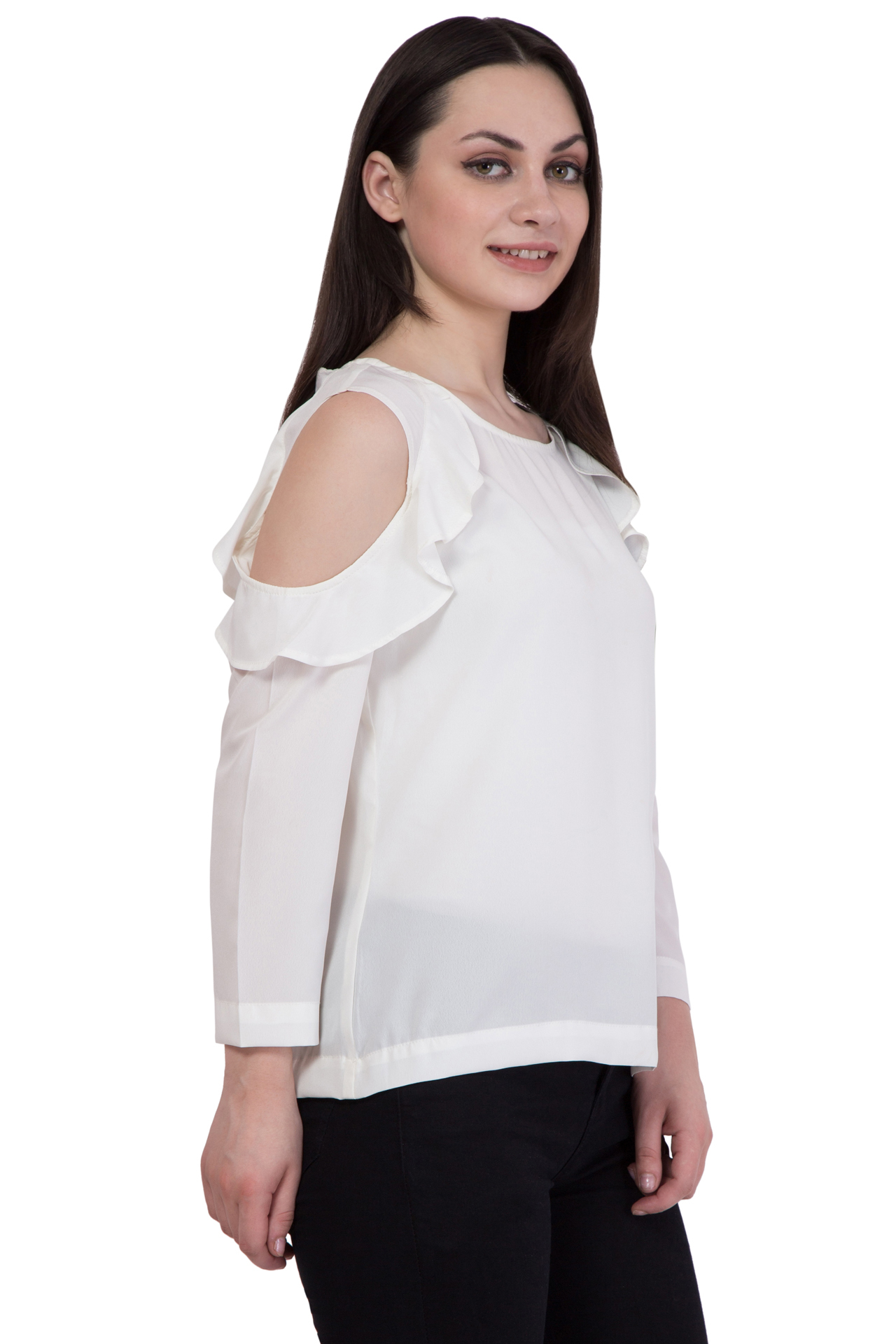 Tops - Polyester, Size Xs To Xl, Bust 914.4 Mm, Hip 939.8 Mm, Length 571.5 Mm, Full Sleeves, Washable, Plain Pattern