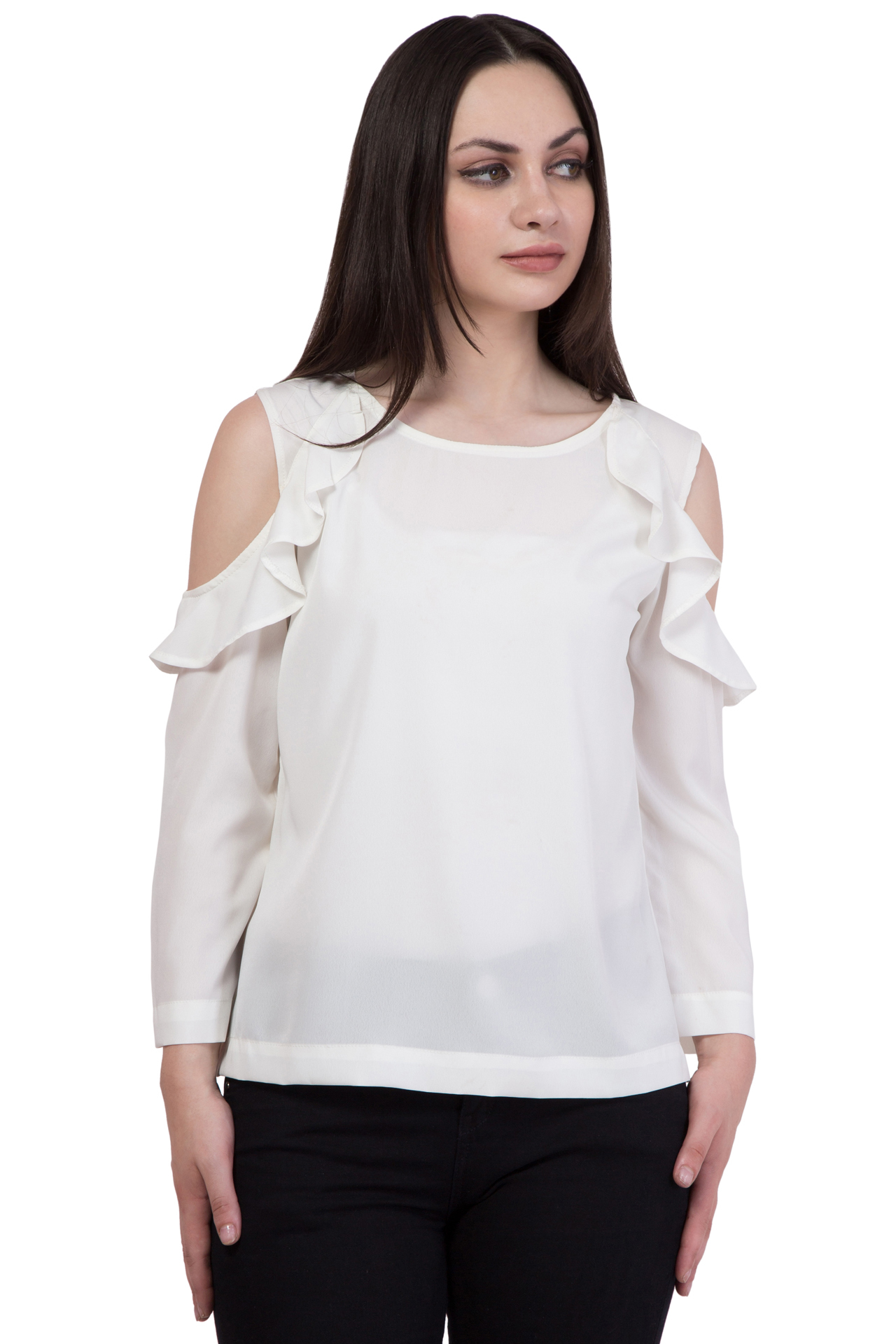 Tops - Polyester, Size Xs To Xl, Bust 914.4 Mm, Hip 939.8 Mm, Length 571.5 Mm, Full Sleeves, Washable, Plain Pattern