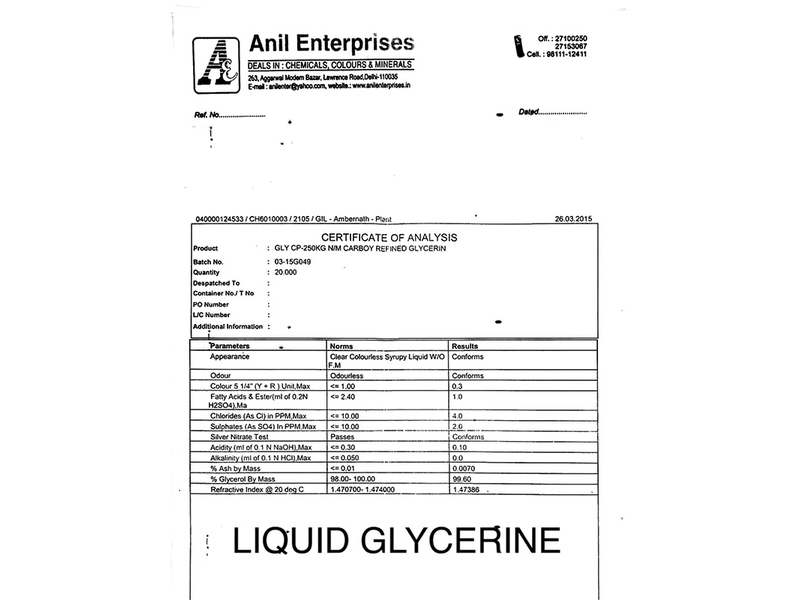 Glycerine - Liquid Formulation, 40% Oil Content | Fully Refined, 15-22 Poise Viscosity For Effective Polishing