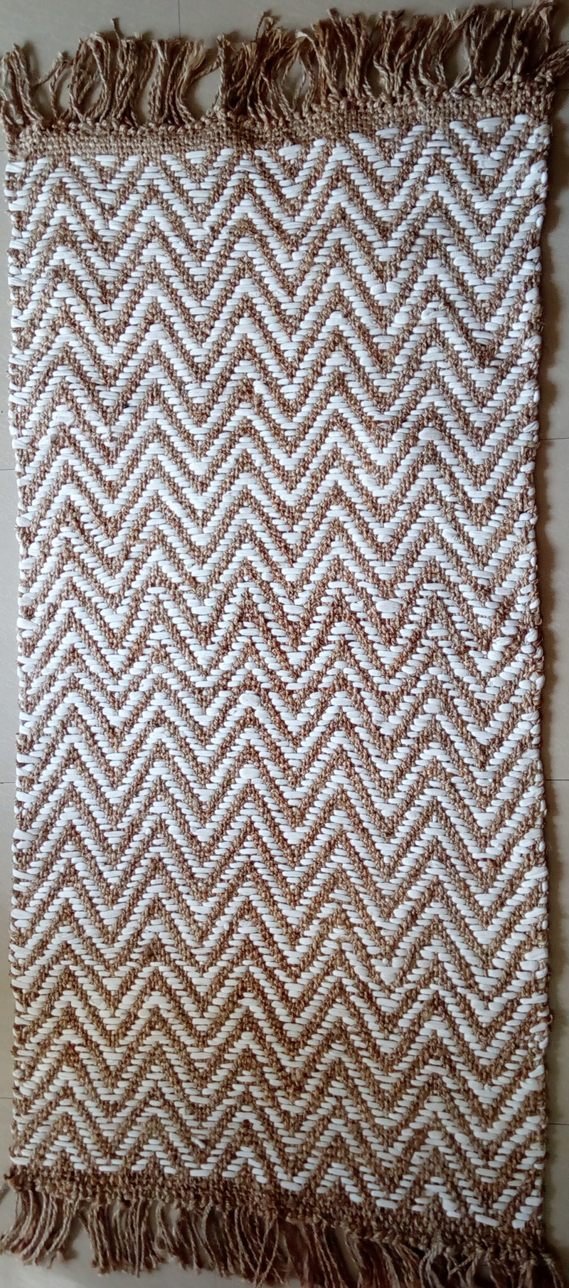 Jute & Cotton Blend Rug - Large Rectangular Size Brown Washable Design Stylish Printed Pattern For Home And Hotel Use