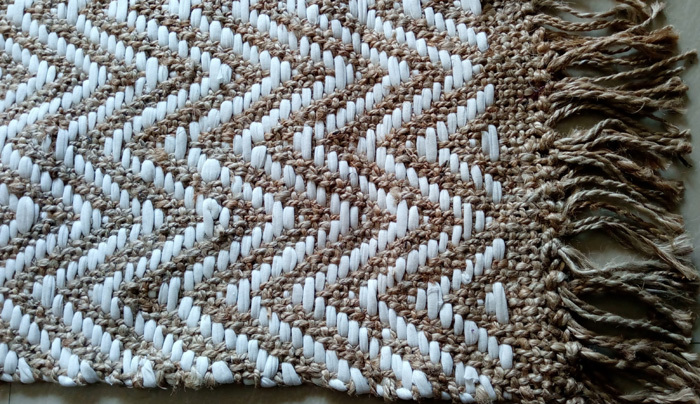 Jute & Cotton Blend Rug - Large Rectangular Size Brown Washable Design Stylish Printed Pattern For Home And Hotel Use