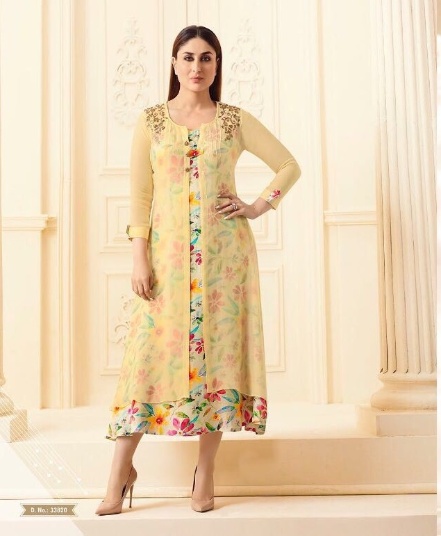 Bollywood Kurtis - Georgette A-line, Embroidered Design | Sizes L-xxl, Dry Clean Only