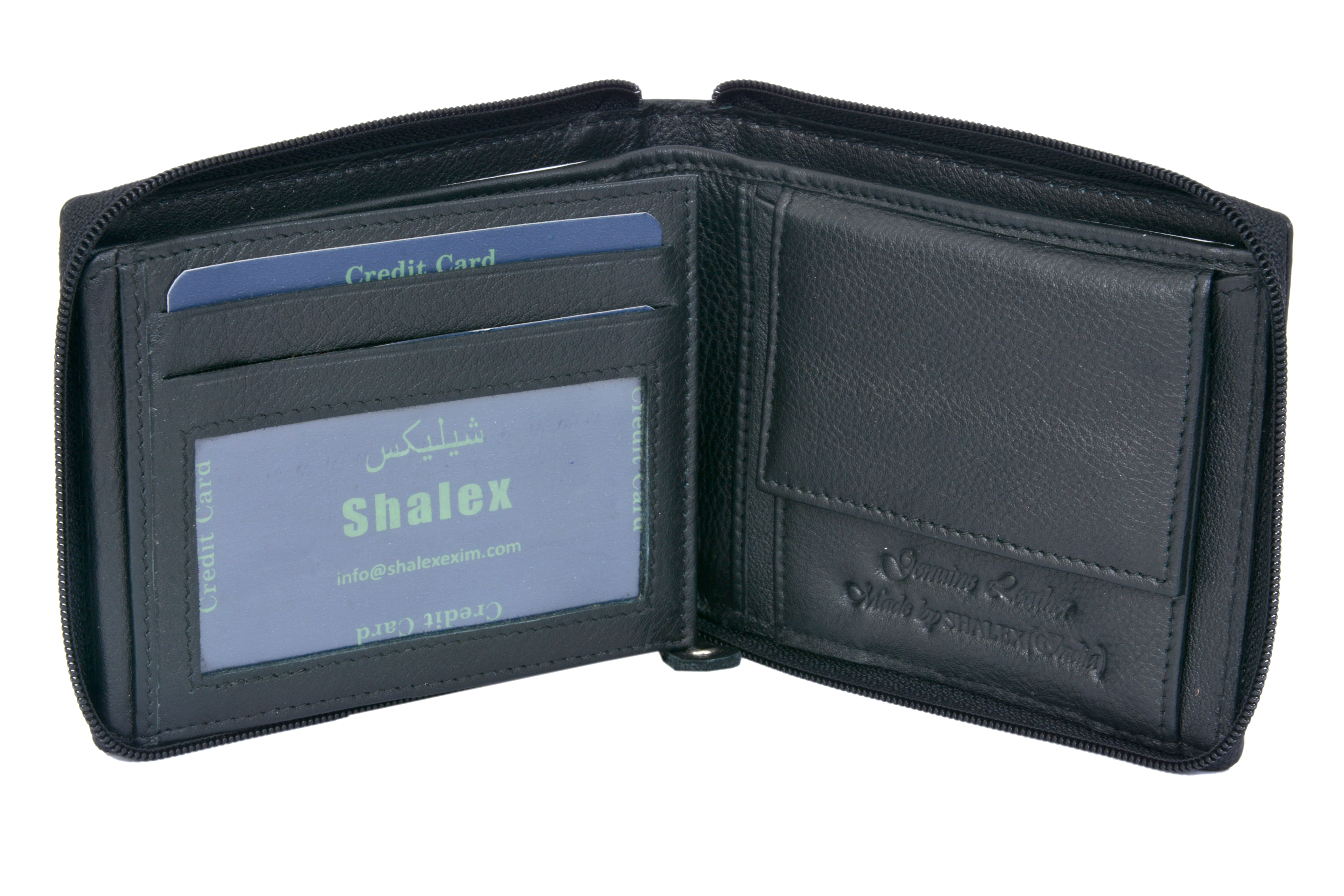 Leather Round Zip Gents Wallet - Genuine Leather, 9x11cm, Black | Lightweight, Tear & Wear Proof, Elegant Finish