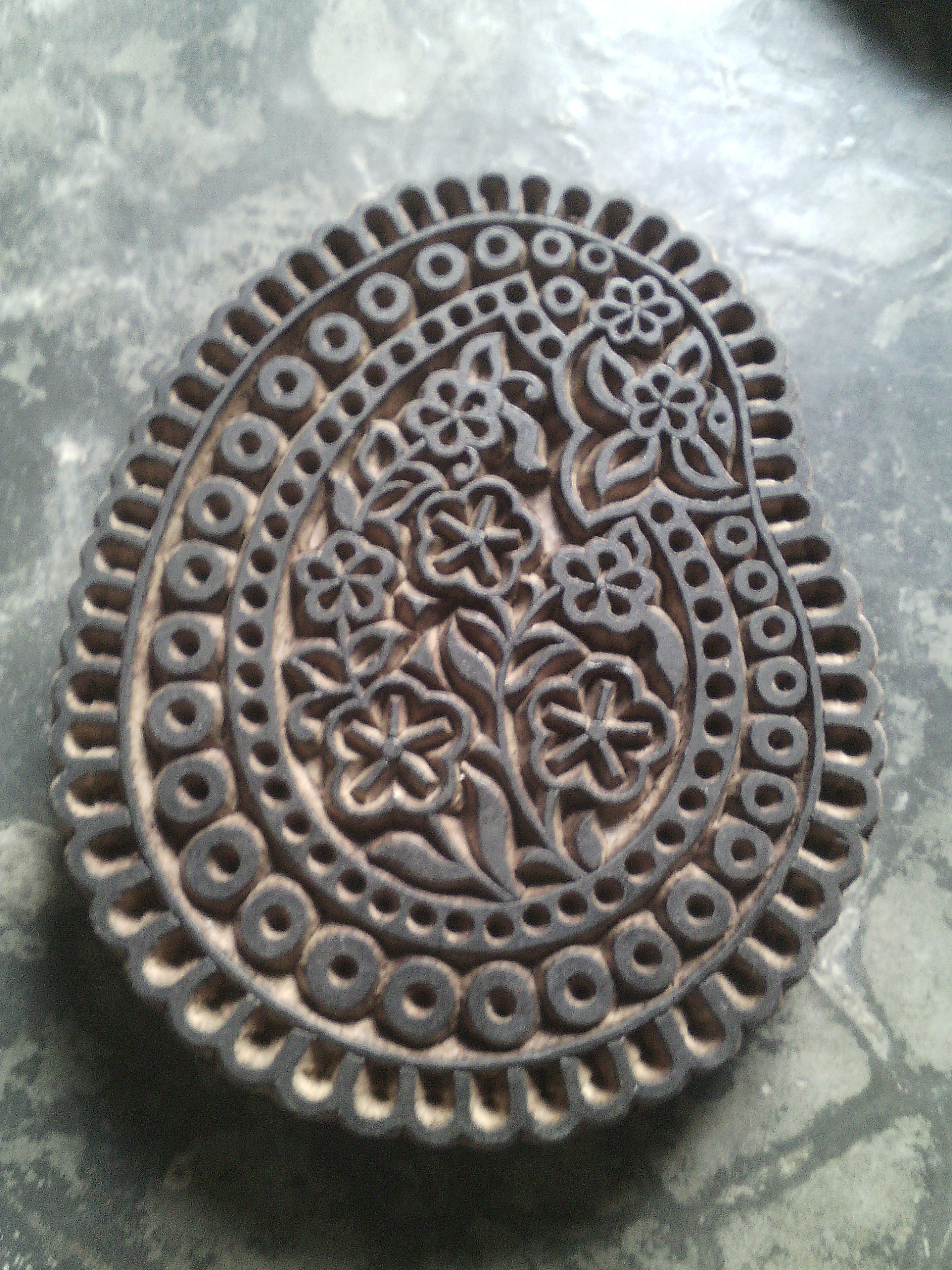 Wood Paisley Printing Block