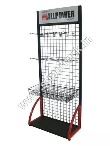 Exhibition Racks - Metal, 40x70x180 cm, Matte Black | 7 Foot Rectangular Design for Supermarket and Warehouse Use, Weighs 50 Kilograms