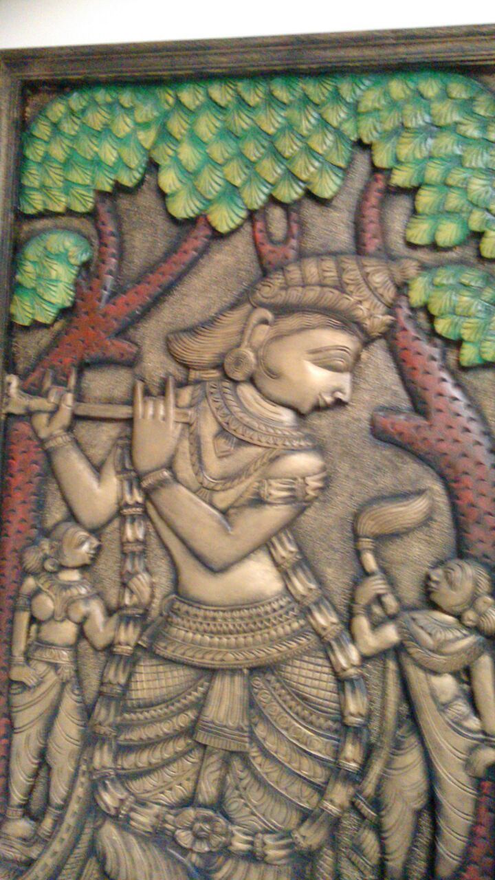 Krishna Panels - Wood Material, Varied Dimensions, Silver Finish | Elegant Design, Intricate Carving, Durable, Easy Installation, Aesthetic Value