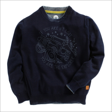 नैवी कार प्रिंट फुल स्लीव स्वेटशर्ट्स