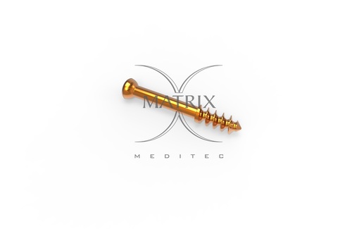 Cancellous Screw - Steel, 6.5mm Diameter, 16mm Thread | Sterilized, Golden Finish, Non-Flexible for Acute Treatment