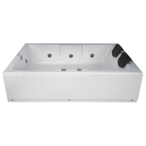 Zes Straightline Bath Tub - Acrylic, 1780 x 1220 x 380 mm | Front Panels, Foot Operated, West Overflow, Two Head Rest with Rail, Whirlpool System, Underwater Light