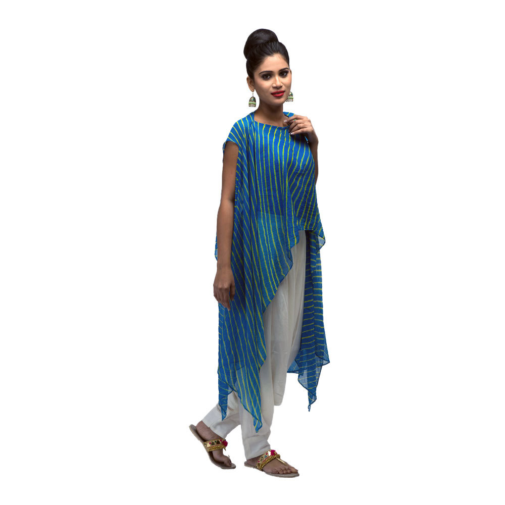 As Per Requirement Ladies Afghani Pants With Tie And Dye Cape Front