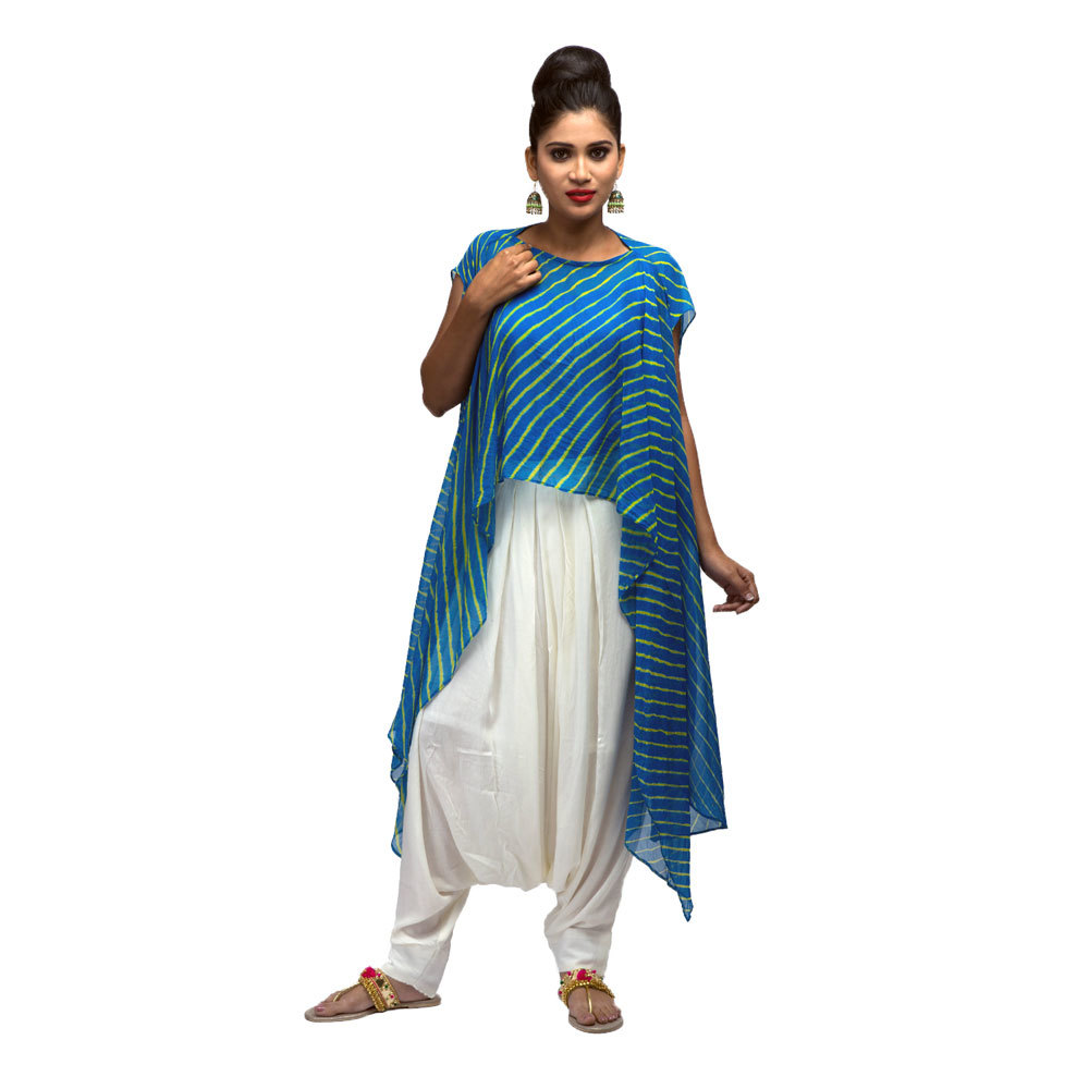 As Per Requirement Ladies Afghani Pants With Tie And Dye Cape Front
