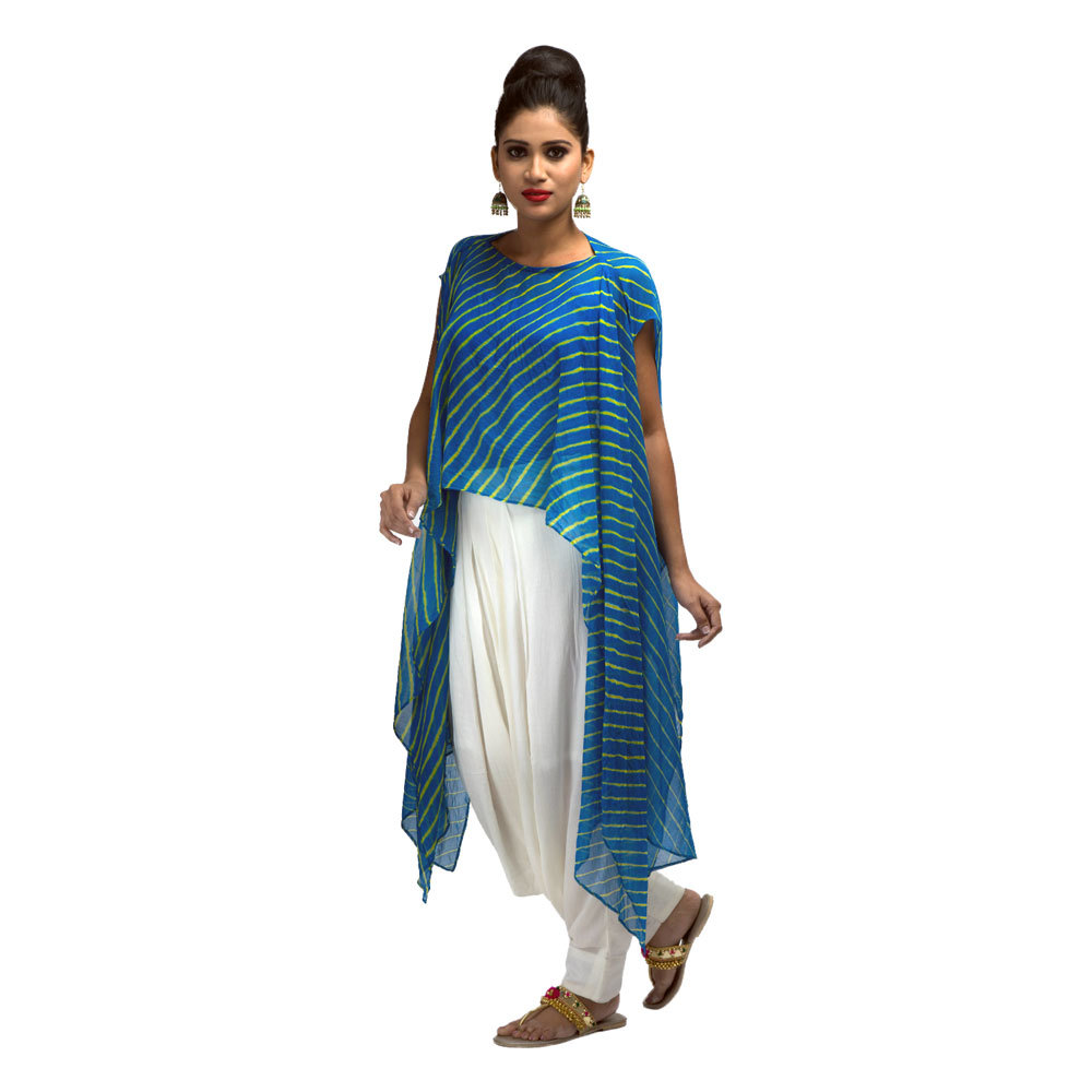 As Per Requirement Ladies Afghani Pants With Tie And Dye Cape Front