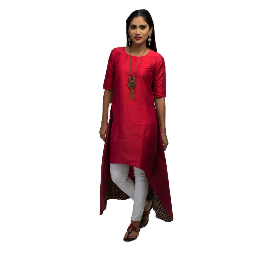 Ladies Festive Colour Block Tunic Front
