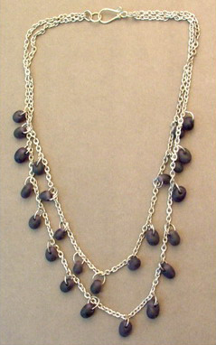 Stone Necklace - Metal & Agate, 16-18 Inches Length, Grey Color | Eye-catchy Design, Soft With Skin, Giftable, Durable, Elegant Design
