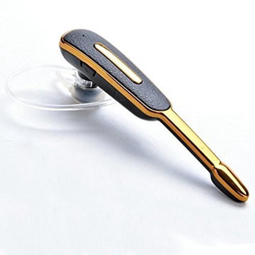 Mono Bluetooth Headset - Plastic Body, Rotatable Design, Black & Gold Color | Android Compatible, 6 Month Warranty, Bluetooth 3.0, 1 Hour Backup