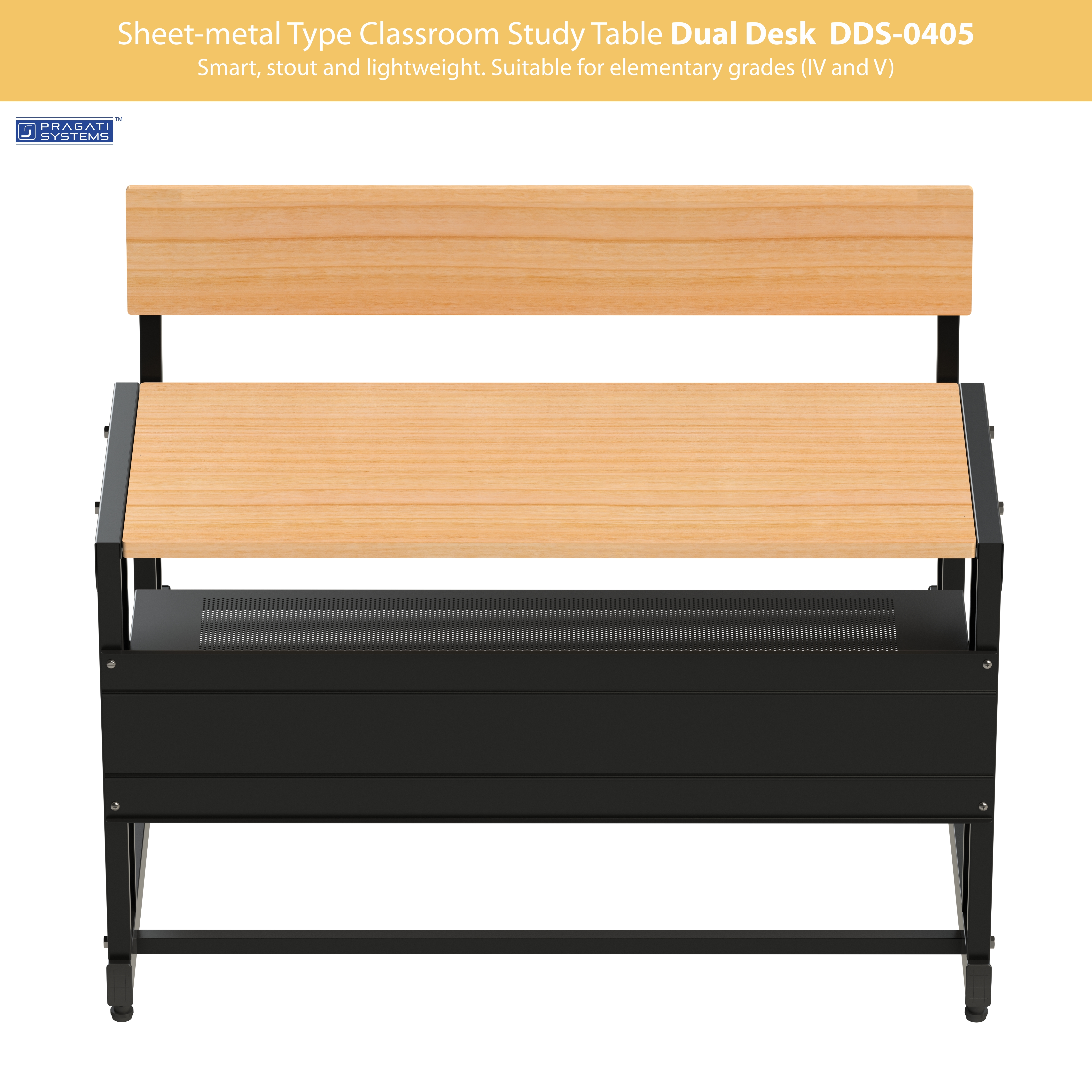 Epoxy Powder Coated Sheet-metal Classroom Study Dual Desk Dds-0405