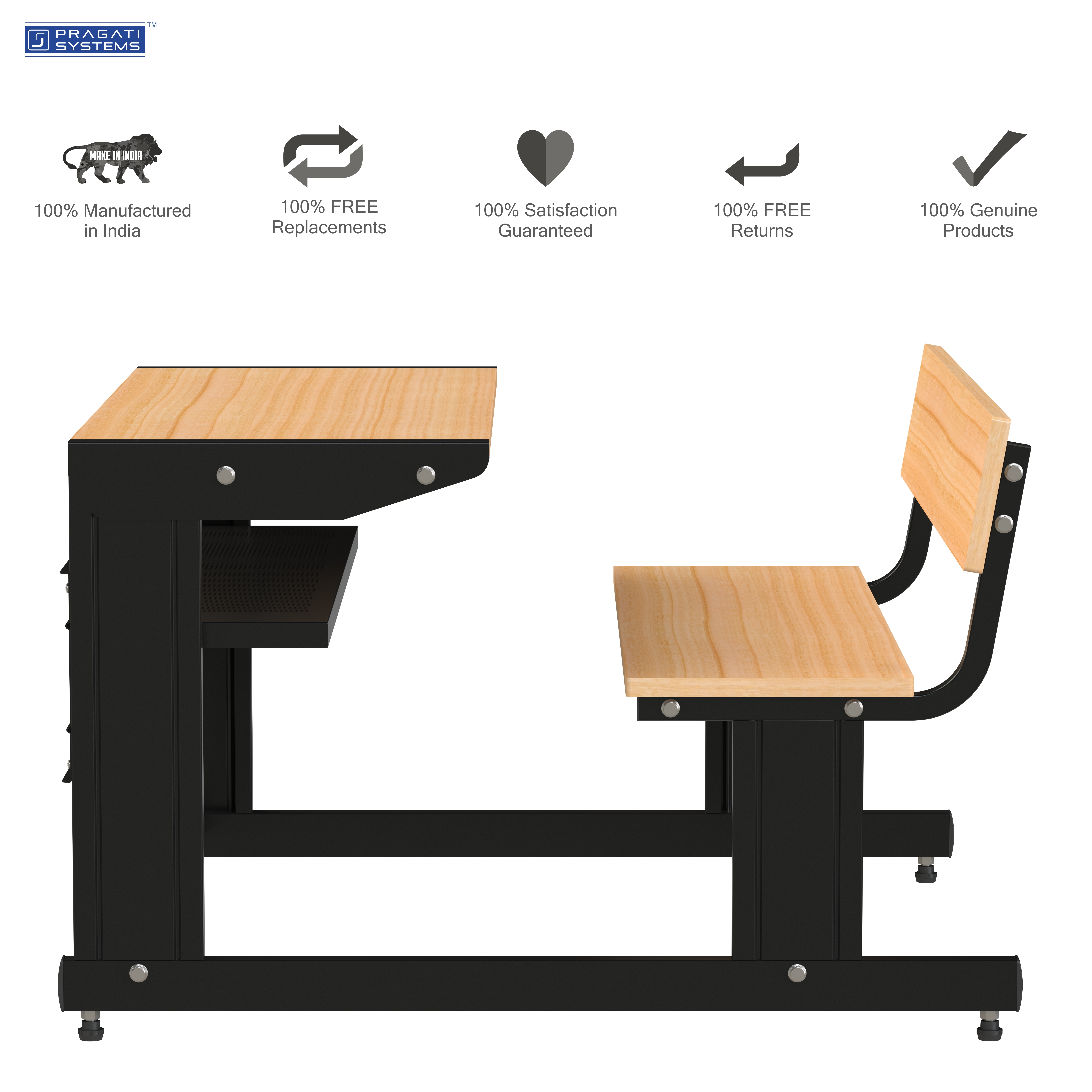 Epoxy Powder Coated Sheet-metal Classroom Study Dual Desk Dds-0405
