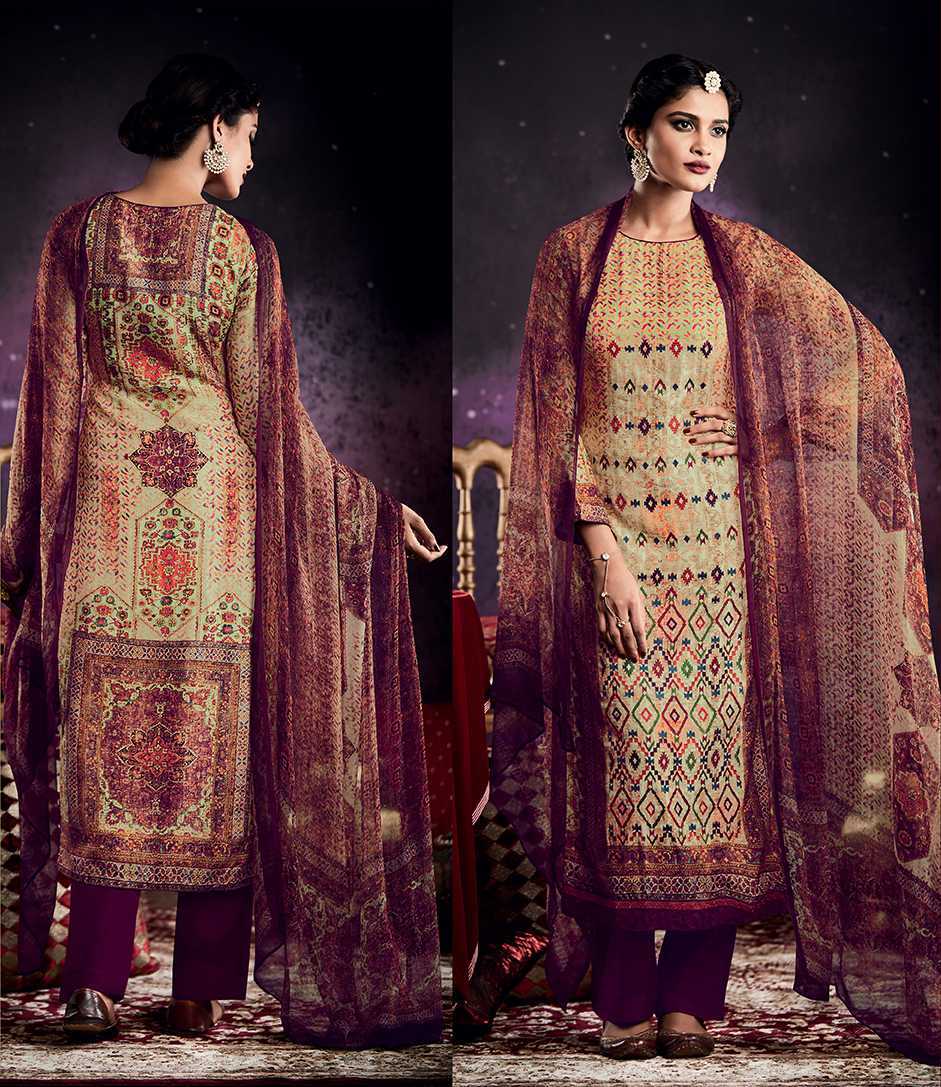 Online Suit Shoping - Pure Tussar Silk & Cotton Satin, Multi Color | Hand Embroidered, Semi Stitch, Customized Size