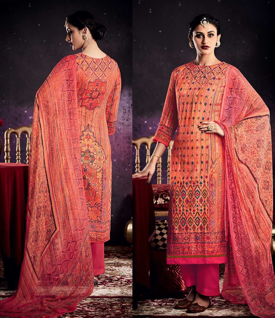 Online Suit Shoping - Pure Tussar Silk & Cotton Satin, Multi Color | Hand Embroidered, Semi Stitch, Customized Size