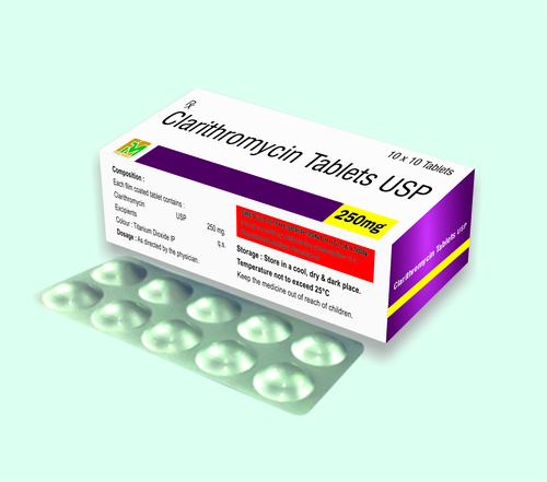 Clarithromycin Tablets - 500mg Macrolide Antibiotic | Effective Against Various Bacterial Infections, Suitable for Oral Administration