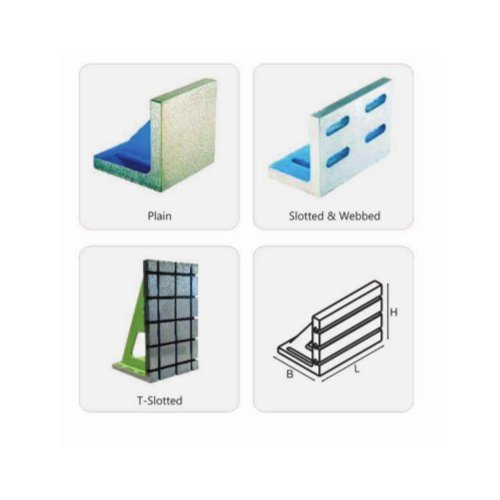 Cast Iron Angle Plates - 600x400x450 mm, Green Iron with T-Slots and Elongated Holes