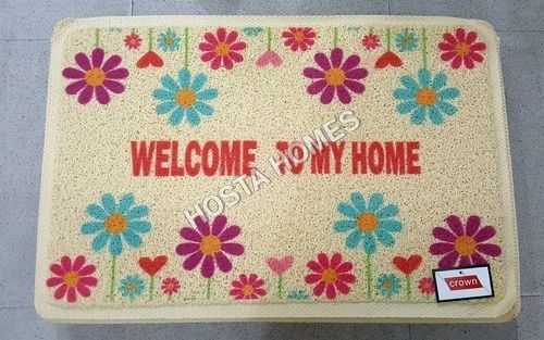 Multi Pvc Rubber Door Mat With Floral Design