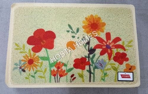 Multi Flower Print Pvc Rubber Door Mat