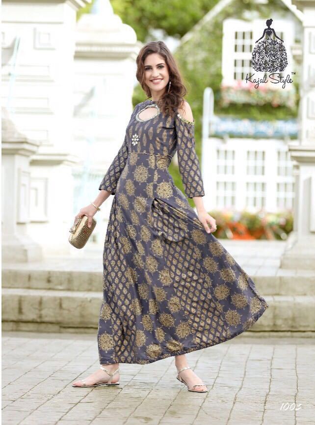 Kurtis - Cotton Blend, 45 Inches, Xs-xl | Stylish Design, Comfortable Fabric, Elegant Look, Perfect Fit, Trendy Style, Durable Material, Versatile Wear, Three-quarter Sleeves, Round Neck, Printed Pattern