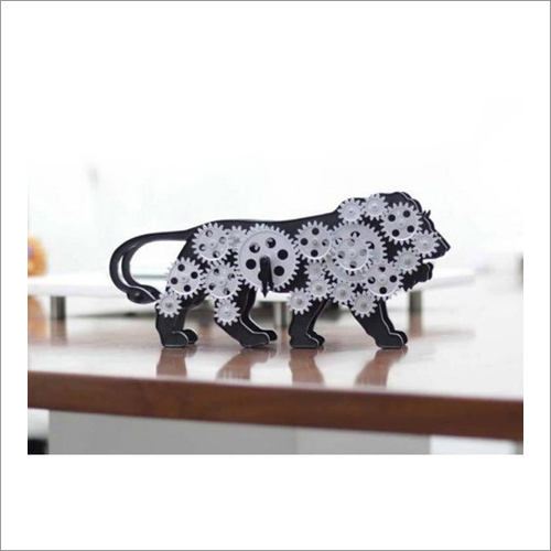 Make In India Lion Table Clock With Moving Gears