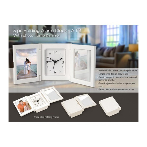 Pc Folding Alarm Clock With Photo Frame And Mirror