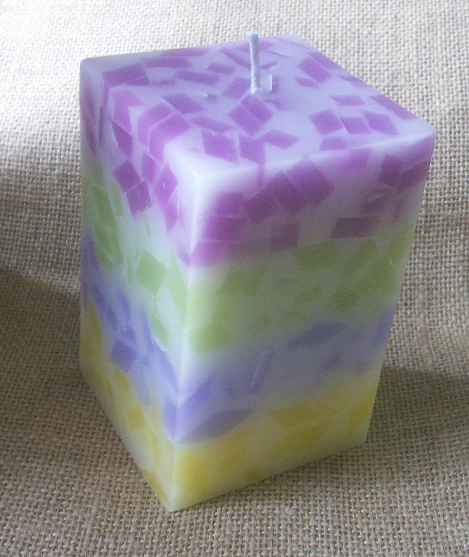 Polka Pillar Candle - Wax , Attractive Shape, Elegant Design, Multicolor, Variable Sizes, Long Lasting Burn Time, Less Fumes, Fine Finishing